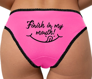 Finish In My Mouth Bikini - Pink with Black Lace