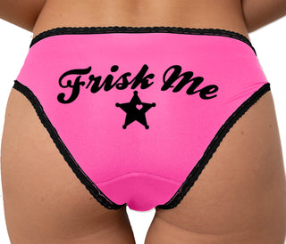 Frisk Me - Sheriff Star Badge Bikini - Pink with Black Lace