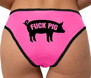 Fuck Pig Bikini - Pink with Black Lace