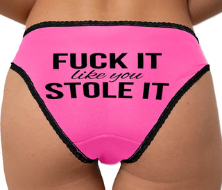 Fuck It Like You Stole It - Treat Me Rough Bikini - Pink with Black Lace