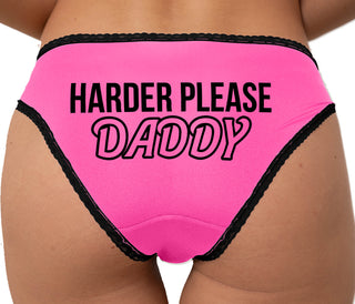 Harder Please Daddy Bikini - Pink with Black Lace