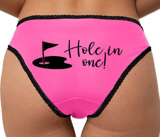 Hole In One - Funny Golf Bikini - Pink with Black Lace