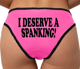I Deserve A Spanking Bikini - Pink with Black Lace
