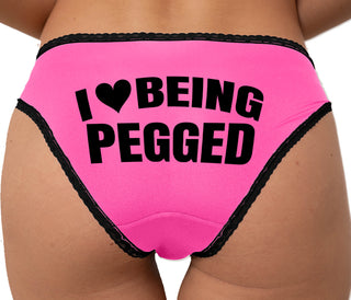 I Love Being Pegged Bikini - Pink with Black Lace