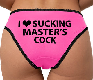 I Love Sucking Master's Cock Bikini - Pink with Black Lace