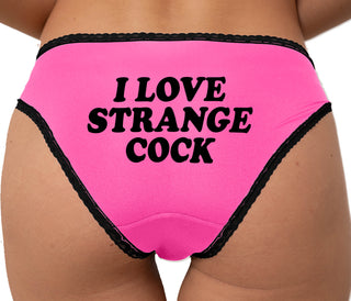 I Love Strange Cock Bikini - Pink with Black Lace