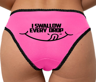 I Swallow Every Drop Bikini - Pink with Black Lace