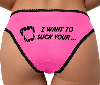I Want To Suck Your - Vampire Bikini - Pink with Black Lace