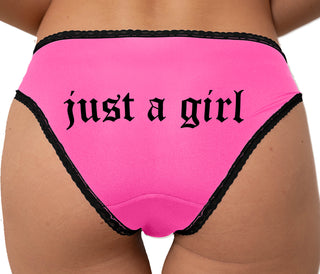 Just A Girl Bikini - Pink with Black Lace