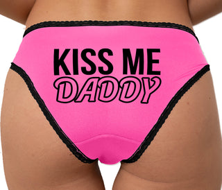 Kiss Me Daddy Bikini - Pink with Black Lace