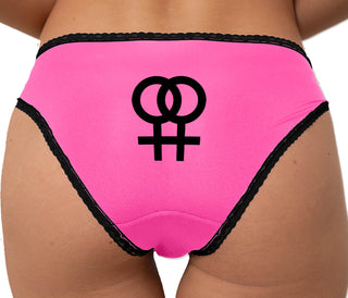 Lesbian Sign Bikini - Pink with Black Lace