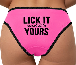 Lick It And It's Yours Bikini - Pink with Black Lace
