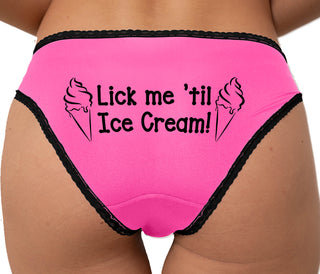 Lick Me Until I Scream - Cute Ice Cream Design Bikini - Pink with Black Lace
