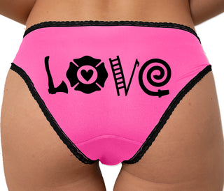 Firefighter Love - Cute Logo Bikini - Pink with Black Lace