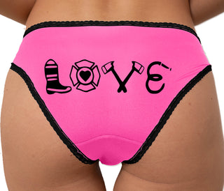 Firefighter Love - Cute Logo Bikini - Pink with Black Lace