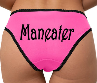 Man Eater Bikini - Pink with Black Lace