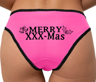 Merry Christmas - XXX Rated Bikini - Pink with Black Lace