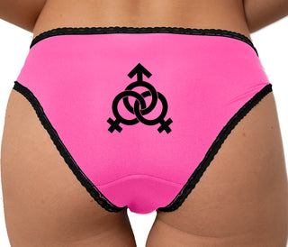 Threesome One Man Two Women - Unicorn Bikini - Pink with Black Lace