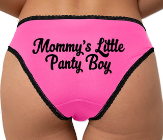 Mommy's Little Panty Boy Bikini - Pink with Black Lace