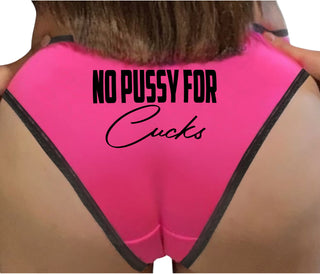 No Pussy For Cucks Bikini - Pink with Black Lace