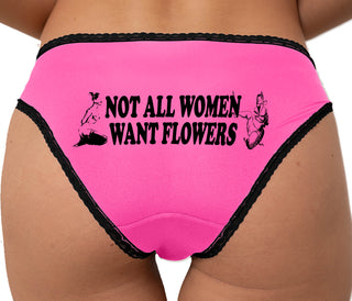 Not All Women Want Flowers Bikini - Pink with Black Lace