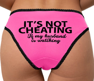 Its Not Cheating If My Husband Is Watching Bikini - Pink with Black Lace
