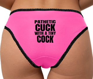 Pathetic Cuck With A Tiny Cock Bikini - Pink with Black Lace