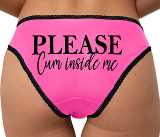 Please Cum Inside Me Bikini - Pink with Black Lace
