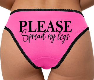 Please Spread My Legs Bikini - Pink with Black Lace