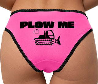 Plow Me - Funny Tractor Design Bikini - Pink with Black Lace