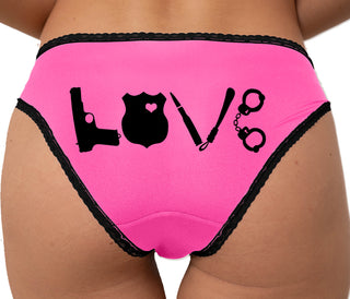 Police LEO Love Bikini - Pink with Black Lace