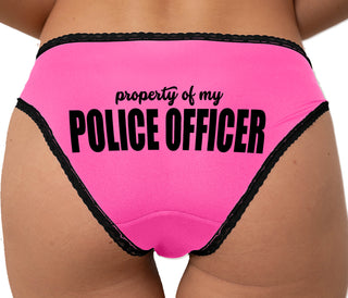 Property Of My Police Officer Bikini - Pink with Black Lace