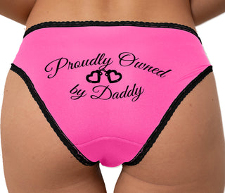 Proudly Owned By Daddy Bikini - Pink with Black Lace