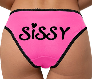 Sissy Bikini - Pink with Black Lace