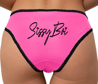 Sissy Boi Bikini - Pink with Black Lace