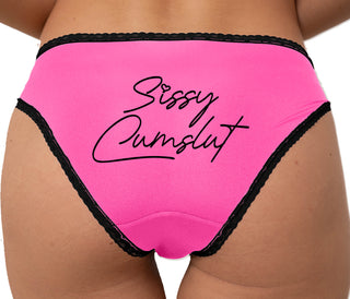 Sissy Cumslut Bikini - Pink with Black Lace