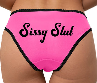 Sissy Slut Bikini - Pink with Black Lace