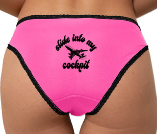 Slide Into My Cockpit Bikini - Pink with Black Lace