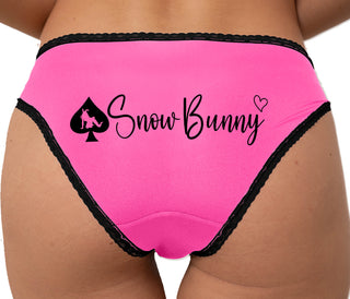 Snow Bunny - Queen of Spades Bikini - Pink with Black Lace