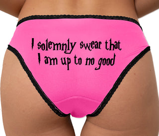 I Solemnly Swear I Am Up To No Good Bikini - Pink with Black Lace