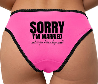 Sorry I'm Married Unless You Have A Huge Cock Bikini - Pink with Black Lace