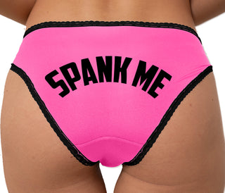 Spank Me - Bold Design Bikini - Pink with Black Lace