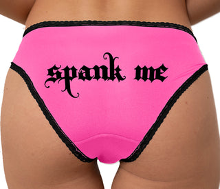 Spank Me - Goth Font Bikini - Pink with Black Lace