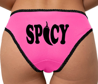 Spicy - Cute Pepper Logo Bikini - Pink with Black Lace