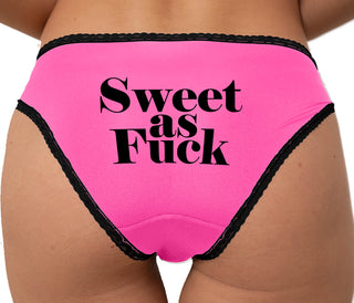 Sweet As Fuck Bikini - Pink with Black Lace