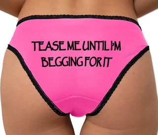 Tease Me Unitl I Am Begging For It Bikini - Pink with Black Lace