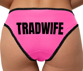 Tradwife - Bold Print Bikini - Pink with Black Lace