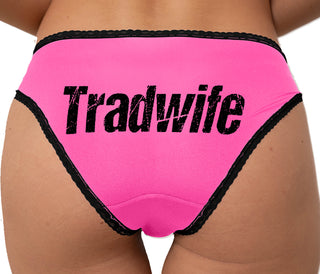 Tradwife - Grunge Print Bikini - Pink with Black Lace