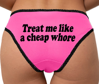 Treat Me Like A Cheap Whore Bikini - Pink with Black Lace