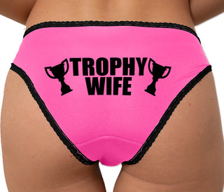 Trophy Wife Award Bikini - Pink with Black Lace